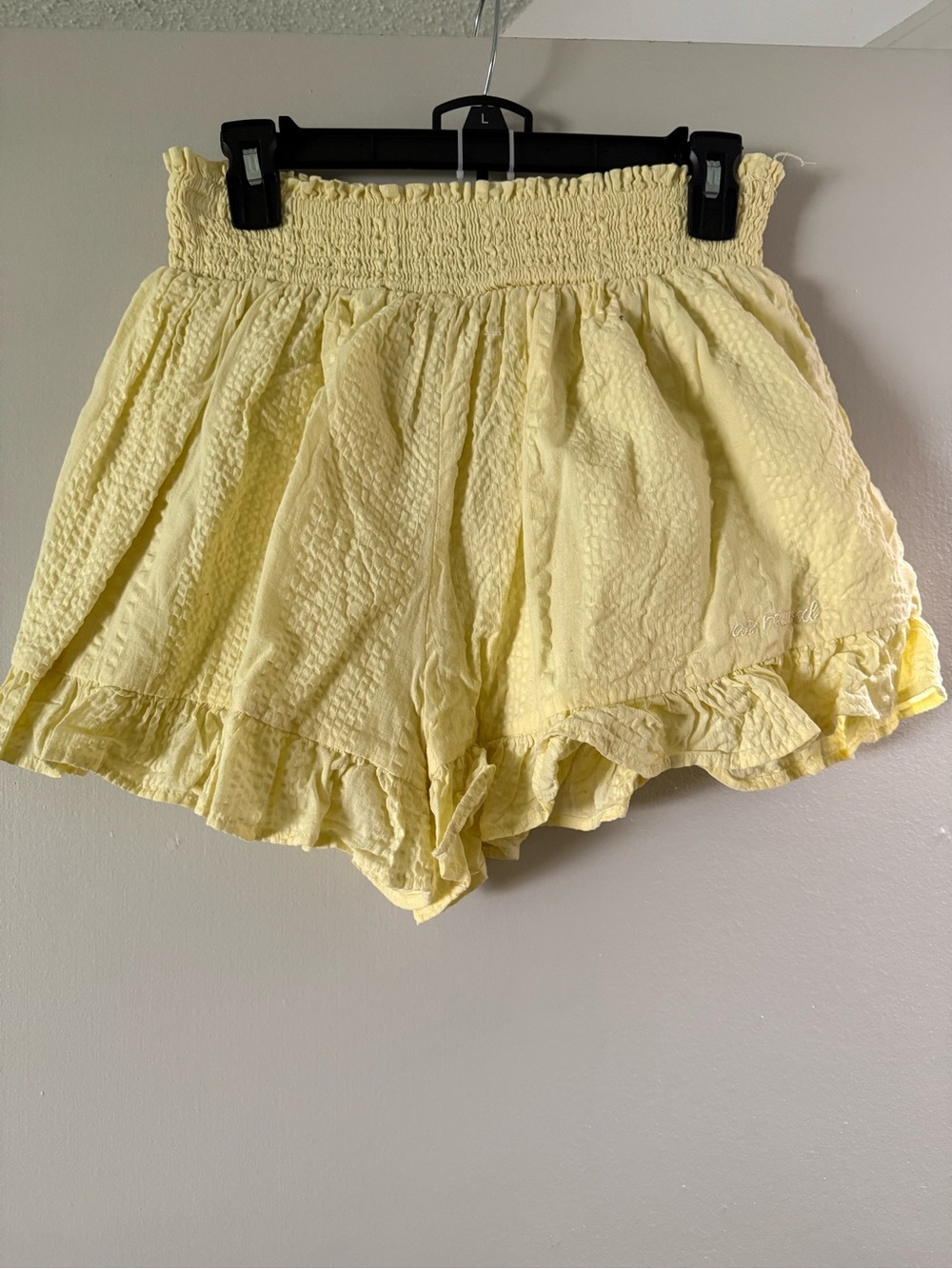 Altard State Revival Yellow Ruffled Smocked Waist Shorts